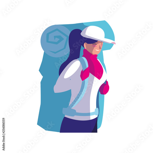 adventurous woman with travelbag