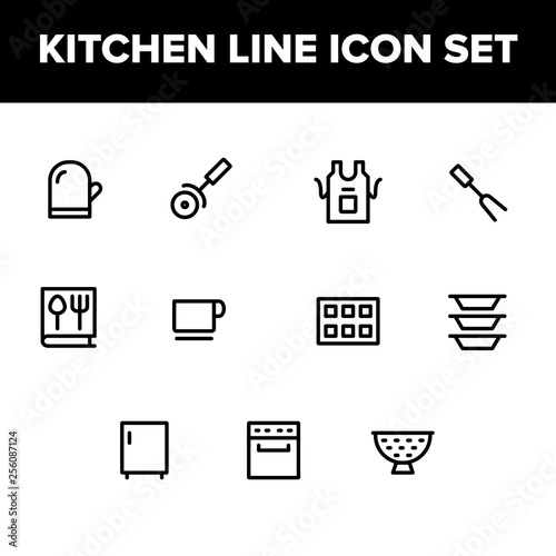 Kitchen Line Icon Set For Your Mobile App, Website & Printable Design