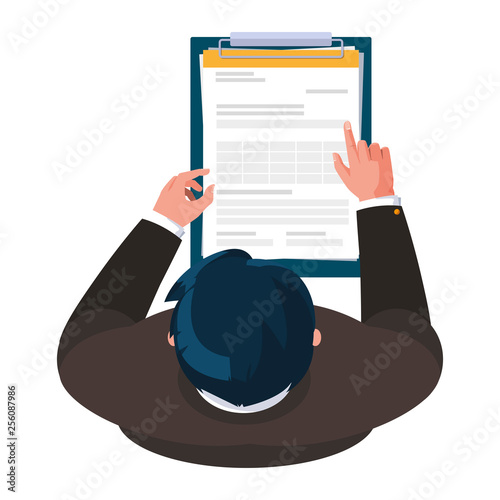 businessman with checklist air view