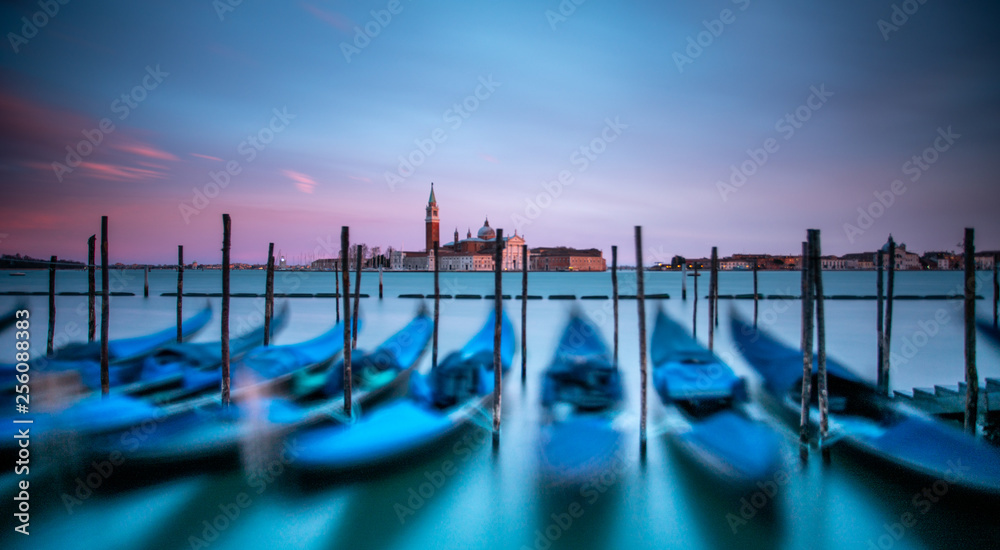 Venice Italy Long exposure photography with gondolas view