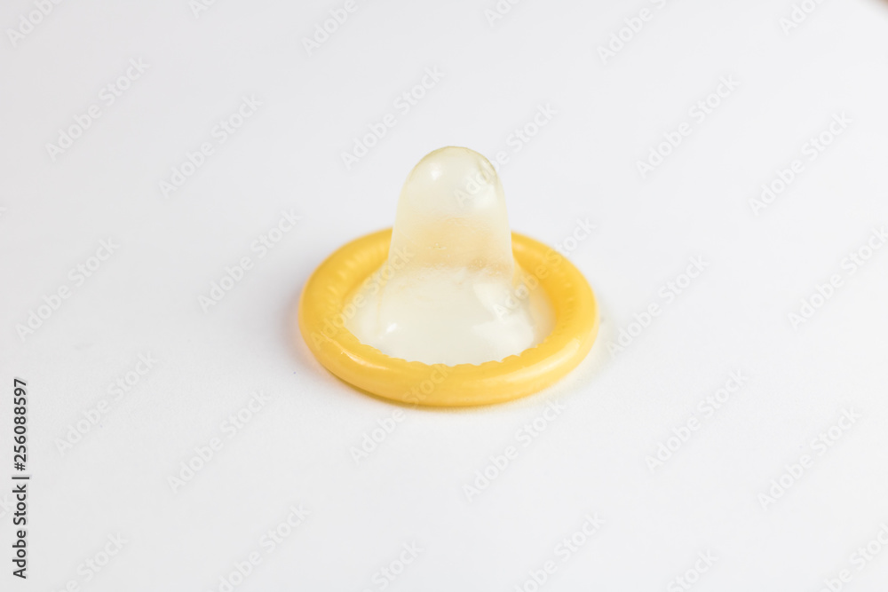 Condom isolated on white background.