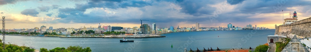High resolution panoramic image of the city of Havana at sunset