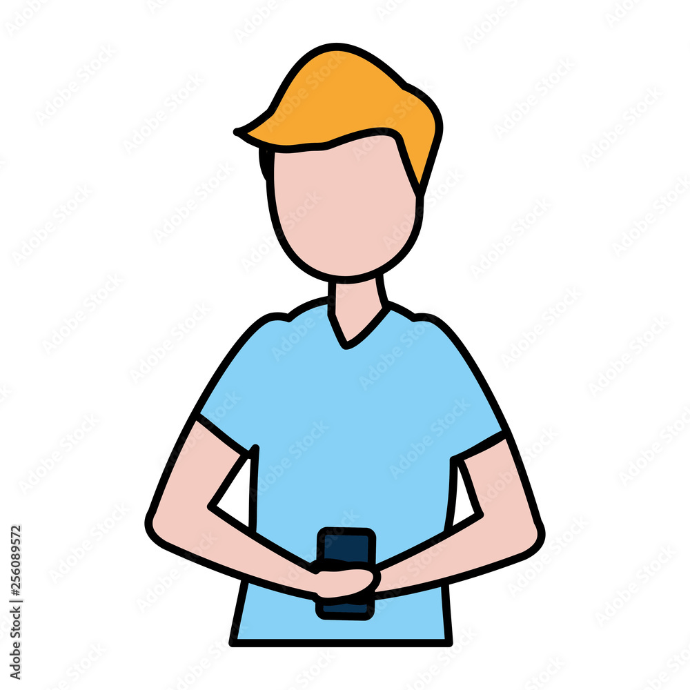 man with smartphone avatar character