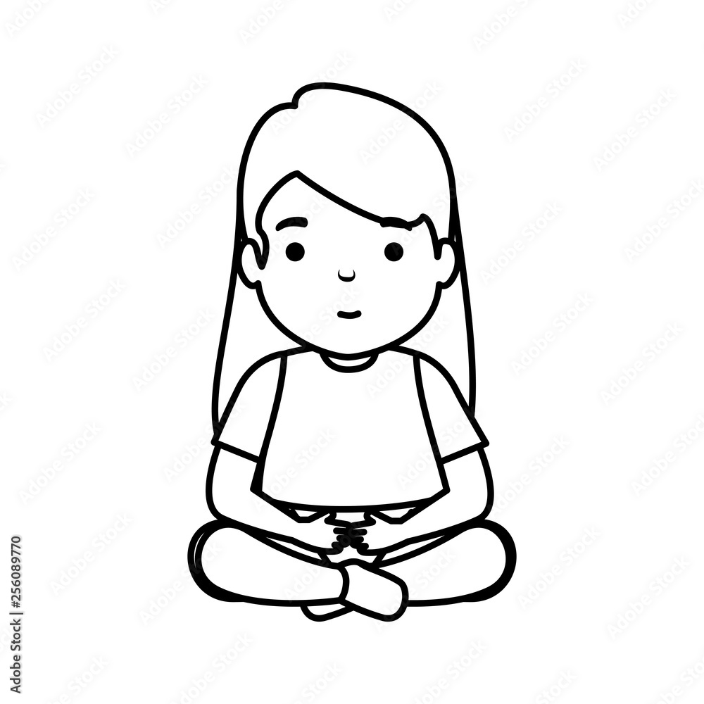 cute little girl seated character