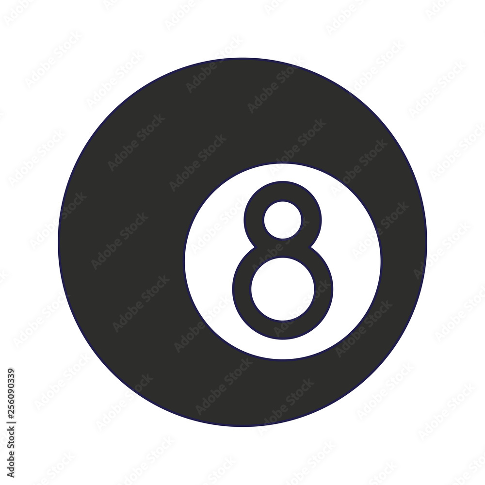 Pool eight ball cartoon isolated blue lines Pool eight ball cartoon isolated blue lines