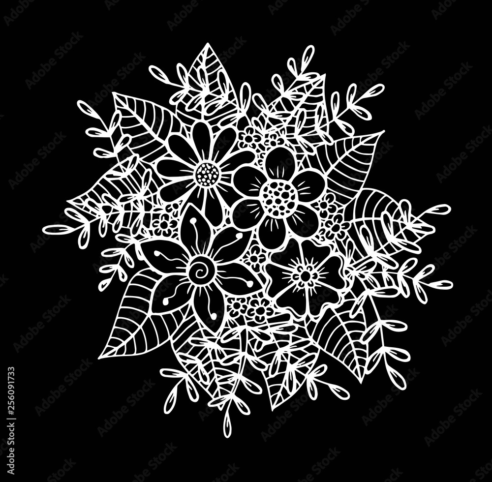 Hand drawing floral doodle, vector illustration Hand drawing floral doodle, vector illustration