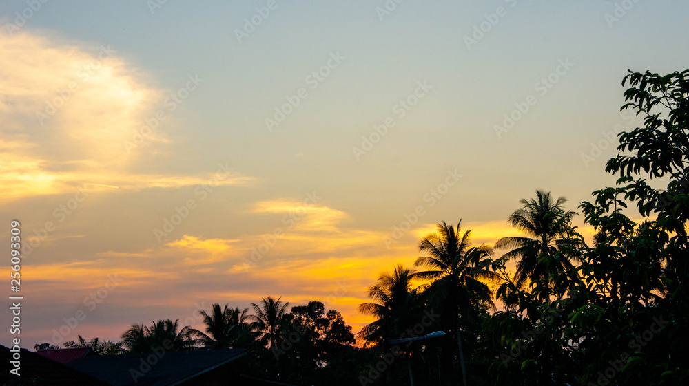 sunset in  Malay village