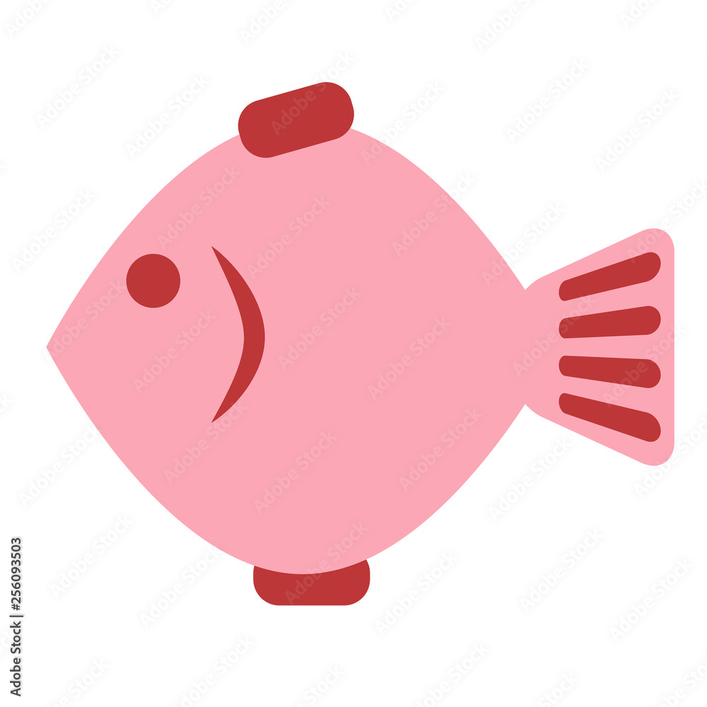 Fototapeta premium Pink fish flat illustration