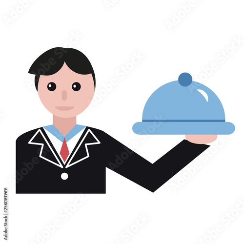 Waiter flat illustration