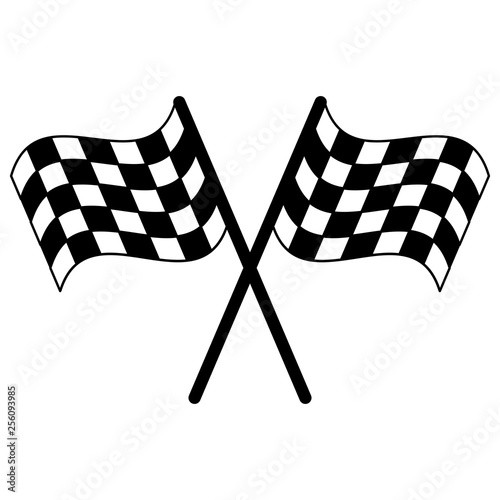 Racing flags crossed symbol in black and white