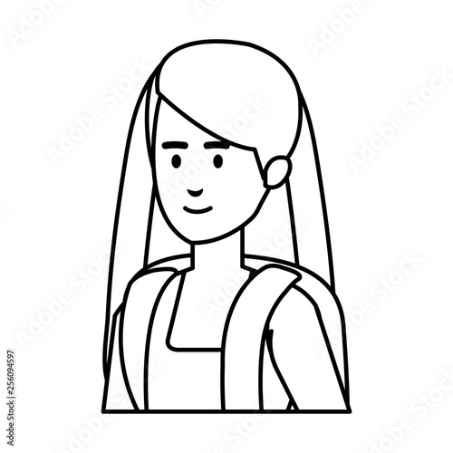 beautiful woman with schoolbag avatar character