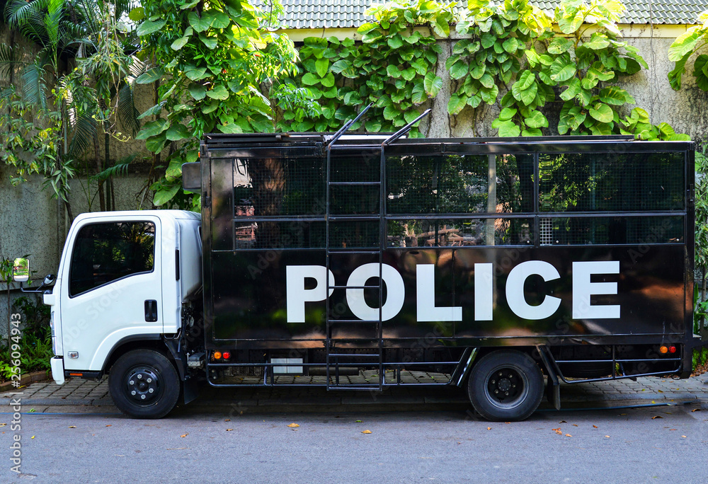 Security and police cars SWAT van / Truck police cage for prisoner move  transportation Stock Photo | Adobe Stock