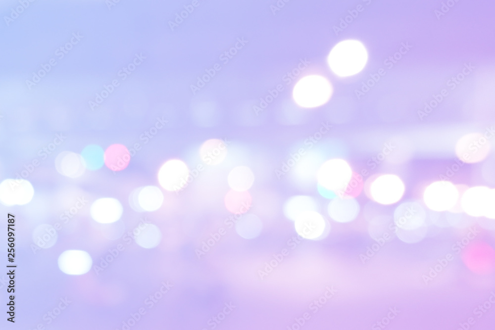 Abstract Purple and Blue Bokeh. Pastel Light Texture. Beautiful Pink, Blue Blurred Round Background
