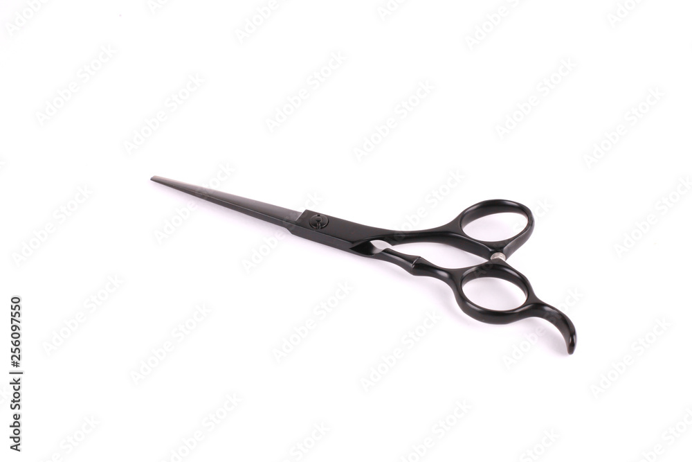 Top view professional scissors for haircuts isolated on white background Top view professional scissors for haircuts isolated on white background