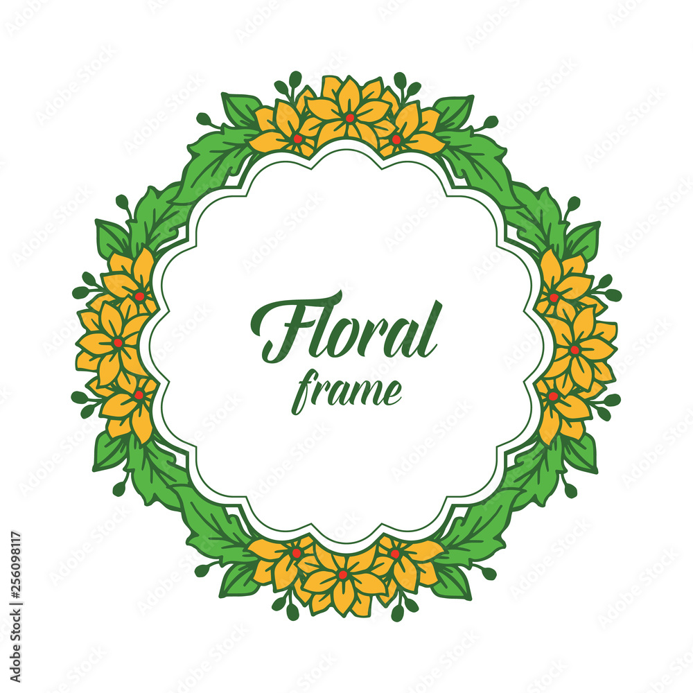Vector illustration shape orange floral frame for greeting card