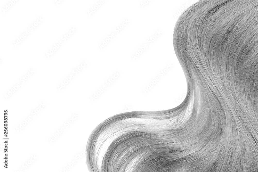 Natural gray hair isolated on white. Background Natural gray hair isolated on white. Background
