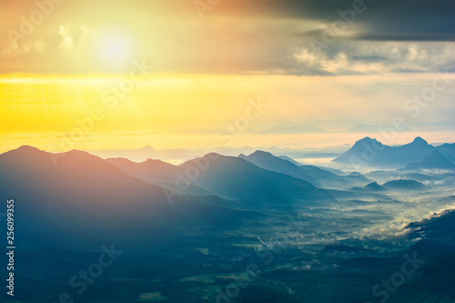 Landscape sunrise on hill mountain nature beautiful © Bigc Studio