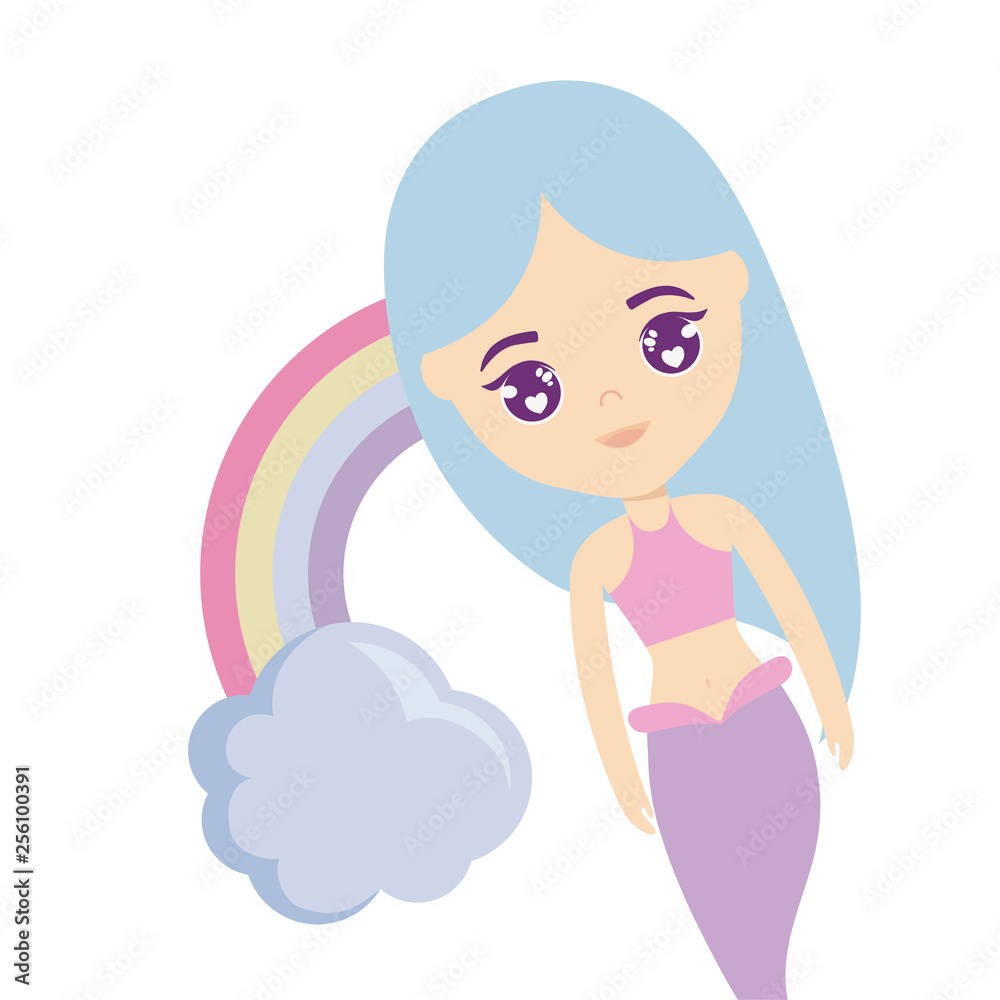 cute mermaid with rainbow