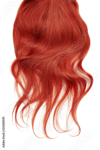 Long wavy red hair isolated on white background
