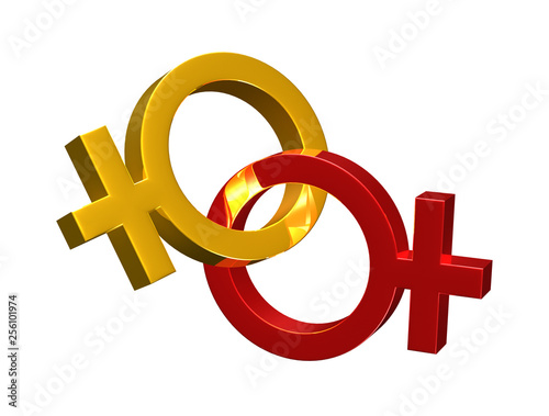 Sex symbol 3d rendering on white background.With Clipping Path.