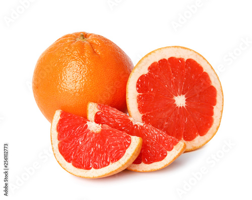 Ripe grapefruit on white background. Fresh fruit