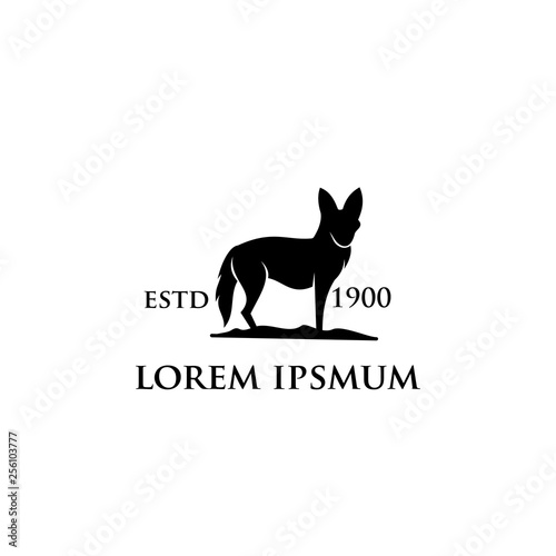 Coyote Logo Template vector icon illustration design. Coyote howling logo design mark. Coyote logo. Coyote icon.