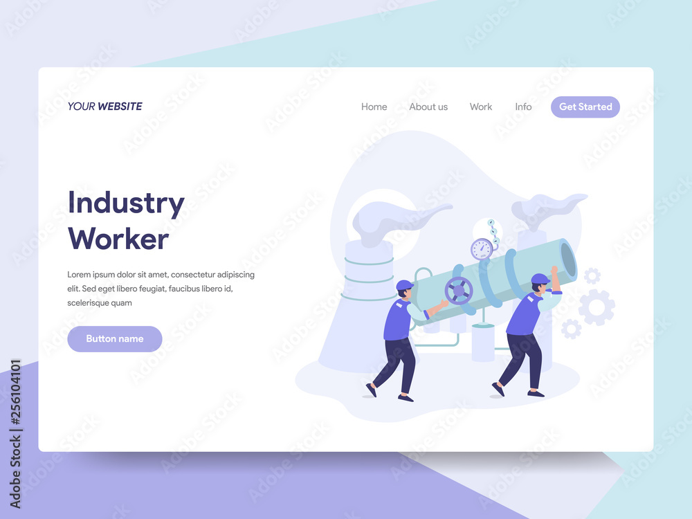 Landing page template of Industrial Worker Illustration Concept. Isometric flat design concept of web page design for website and mobile website.Vector illustration Landing page template of Industrial Worker Illustration Concept. Isometric flat design concept of web page design for website and mobile website.Vector illustration
