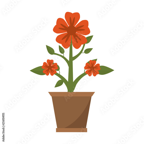 Flower in pot gardening cartoon