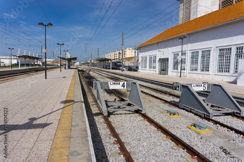 Train tracks in Faro, Portugal