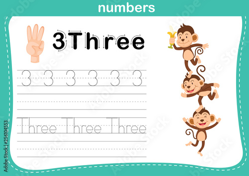 Hand count.finger and number,Number exercise illustration vector