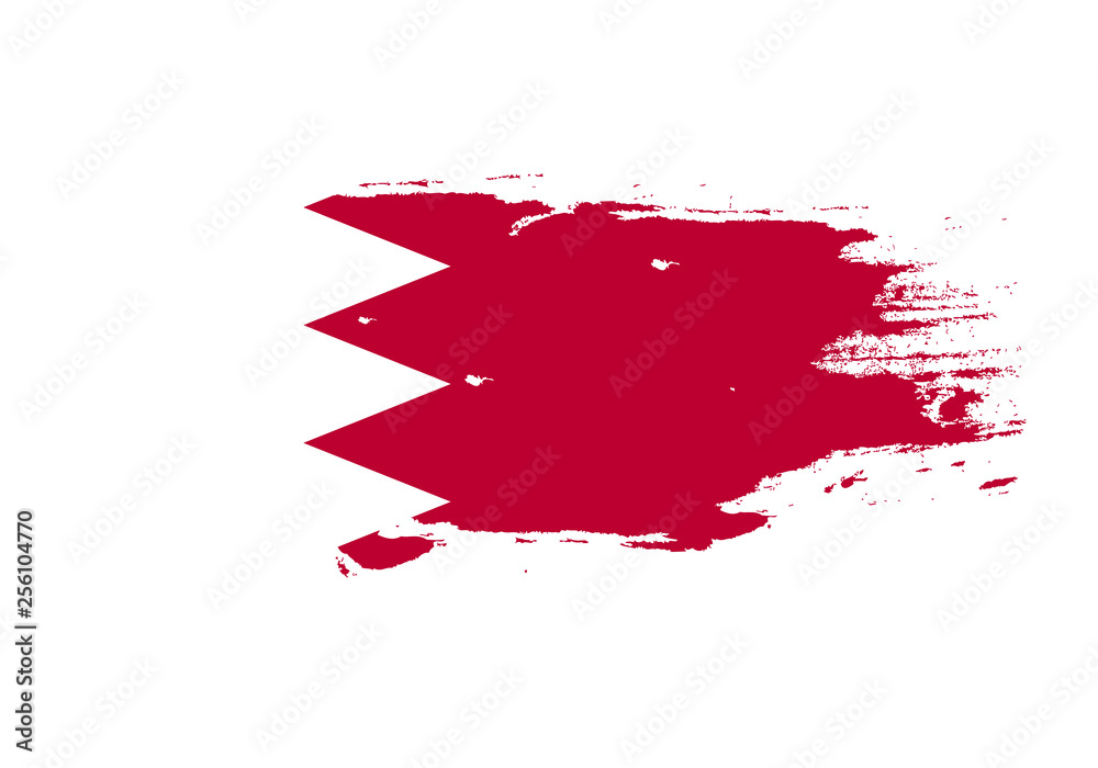 Grunge brush stroke with bahrain national flag. Watercolor painting flag. Symbol, poster, banner of the national flag. Vector Isolated on white background.