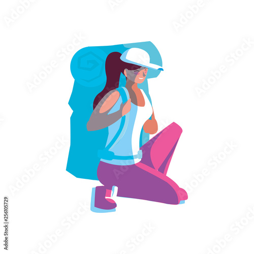 adventurous woman with travelbag