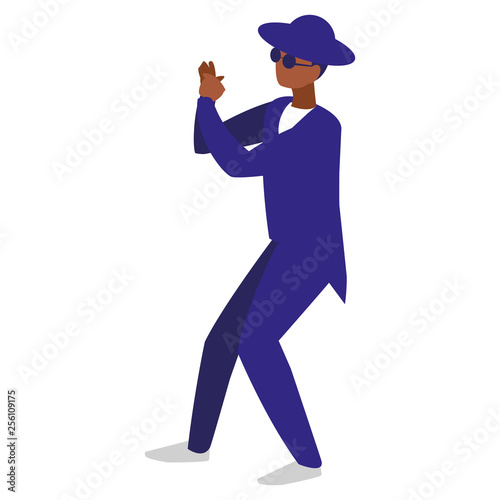 black musician jazz with hat and sunglasses