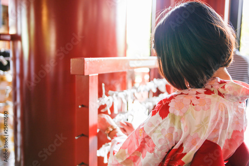 Young Japanese women in a kimono.