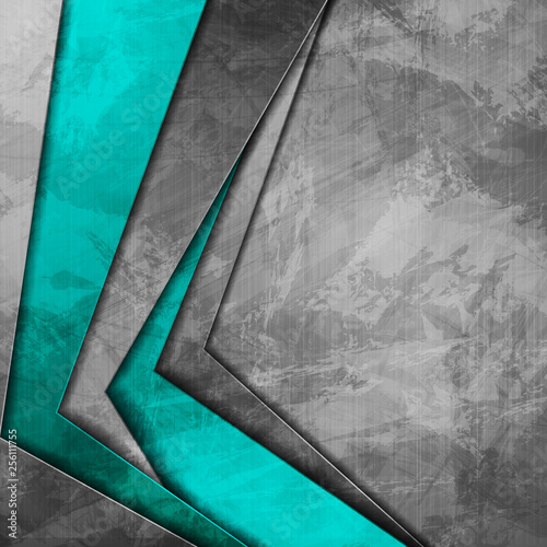Grunge tech corporate cyan and grey background