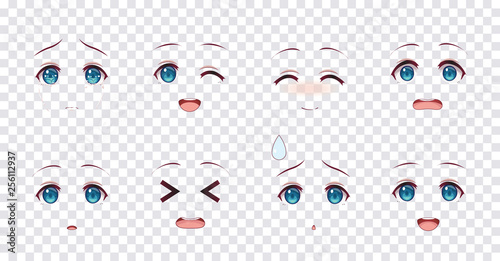 Emotions blue eyes of anime manga girls