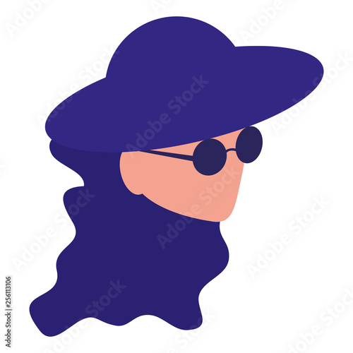 musician classic head with hat and sunglasses