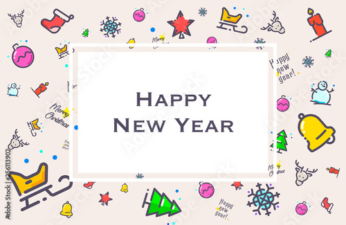 Illustration and icons for the celebration of Christmas and New Year