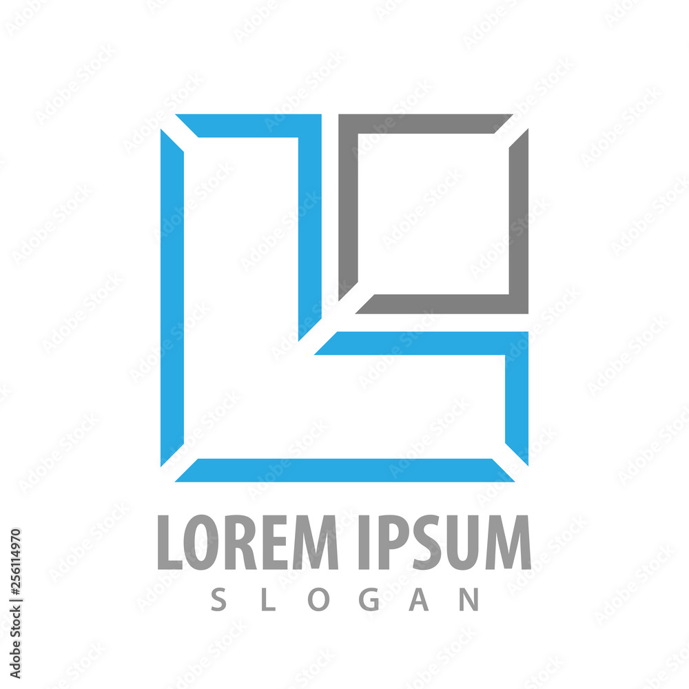 Line square letter L concept design. Symbol graphic template element vector Line square letter L concept design. Symbol graphic template element vector