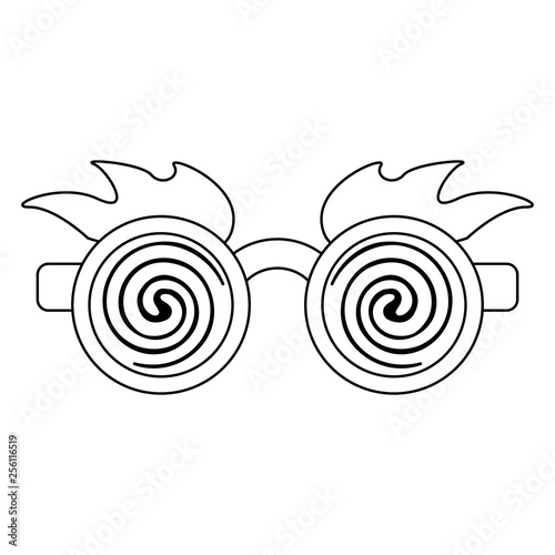Glasses and eyes brows joke mask in black and white
