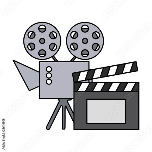 cinema projector and clapperboard isolated icon