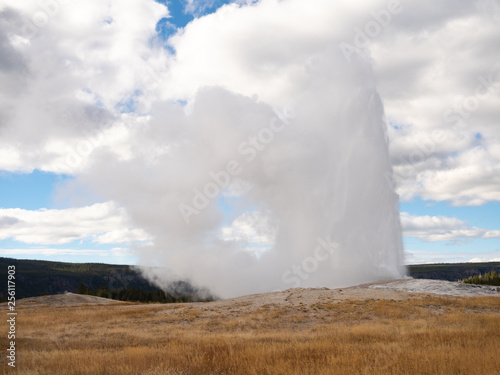 Eruption of Old Faithful Geyser in Yellowstone National Park