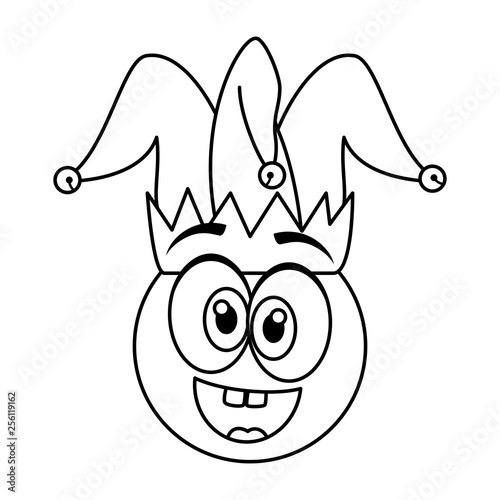 crazy emoticon face with jester hat fools day