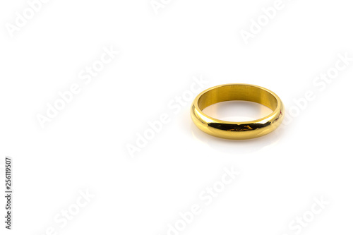 golden wedding ring isolated on white