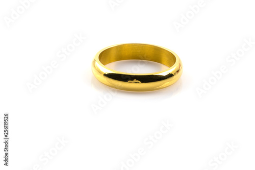 golden wedding ring isolated on white