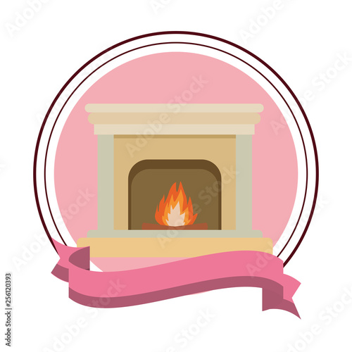 classic fireplace icon round icon