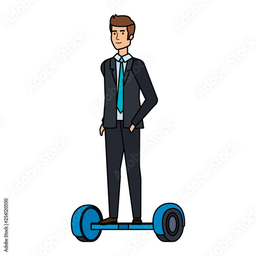 businessman in hoverboard electric
