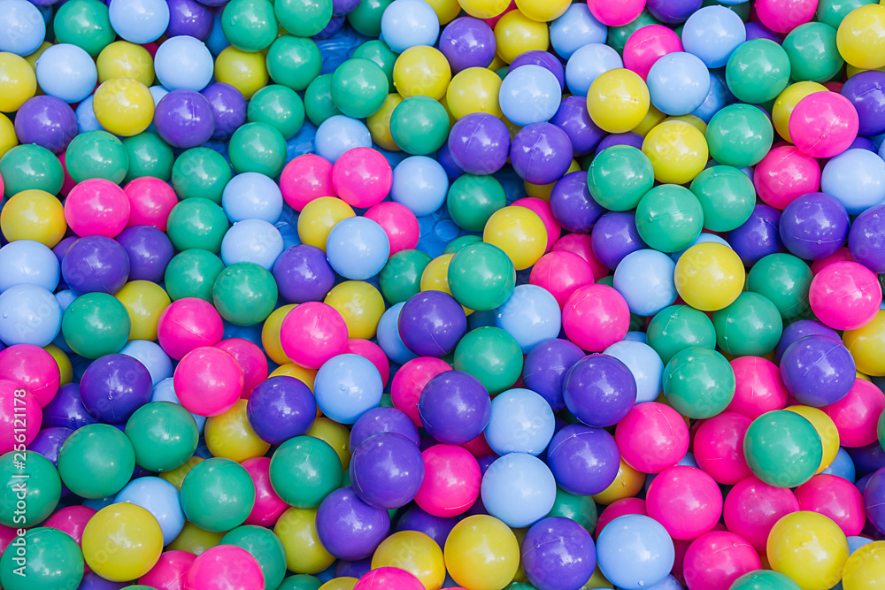 Many colorful plastic balls