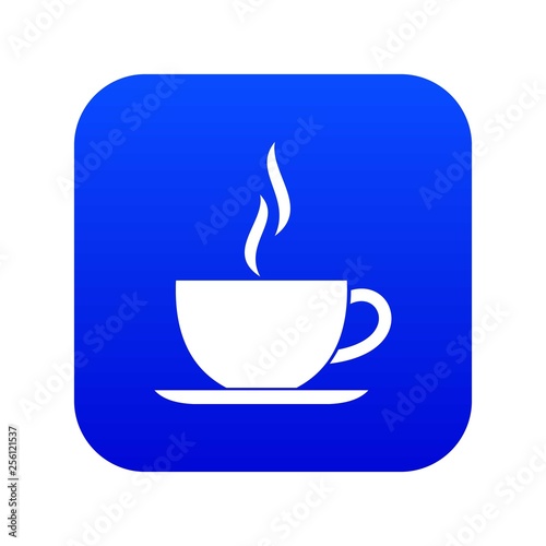 Cup of hot drink icon digital blue for any design isolated on white vector illustration