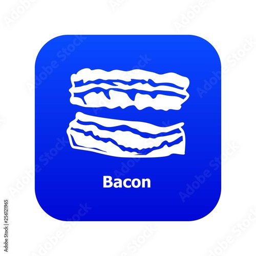 Bacon icon blue vector isolated on white background
